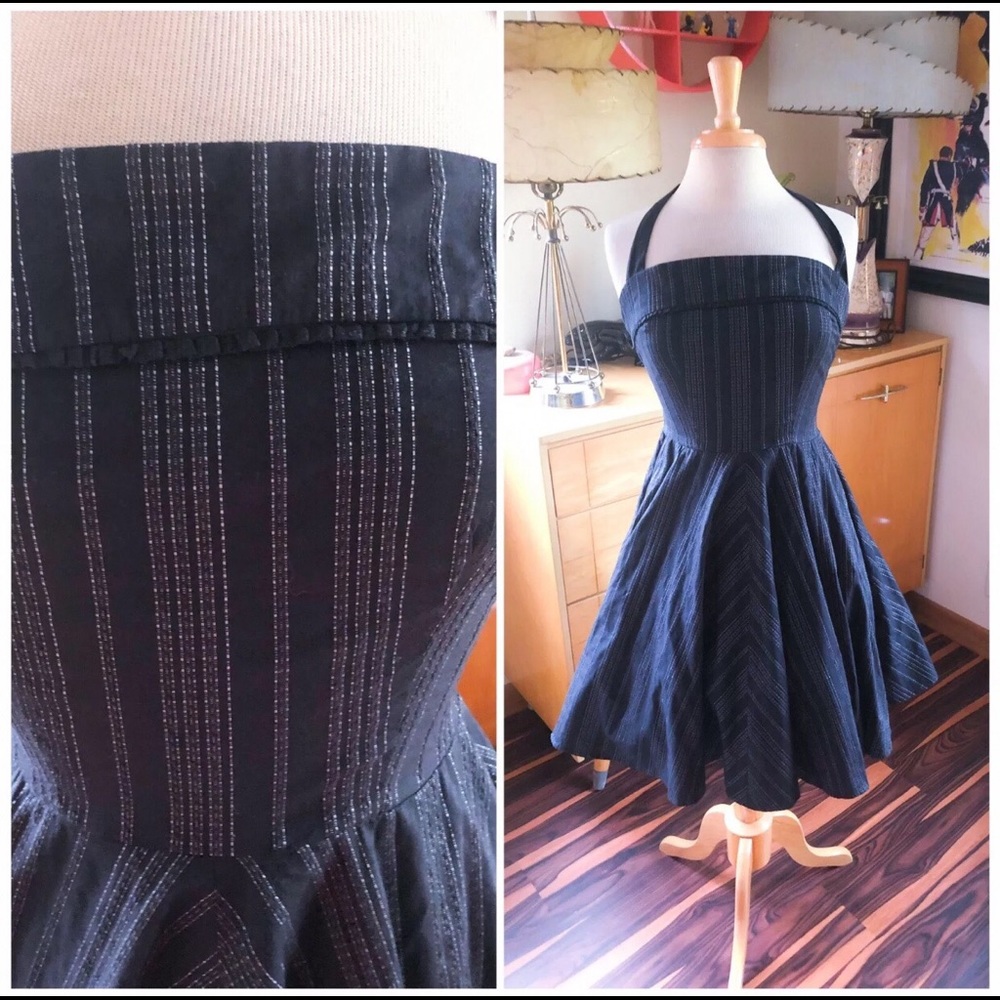 SOLD Retro Dress Halter Stripe PinUp Rockabilly - Picture 1 of 5